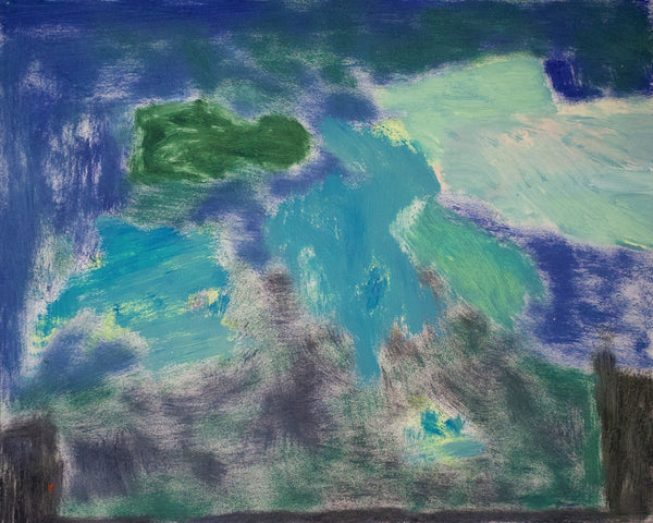 Moment in Blue with Green Shape